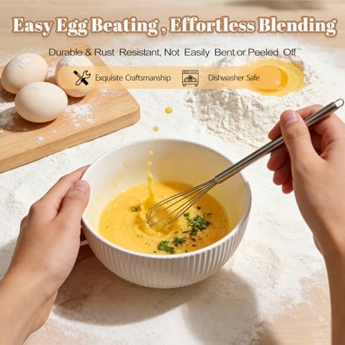Whisks for Cooking, 3 Pack Mini Whisk for Whisking, Blending Eggs & Sauces