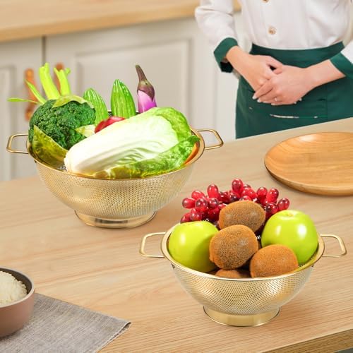 Gold Strainer for Kitchen, Stainless Steel Colander