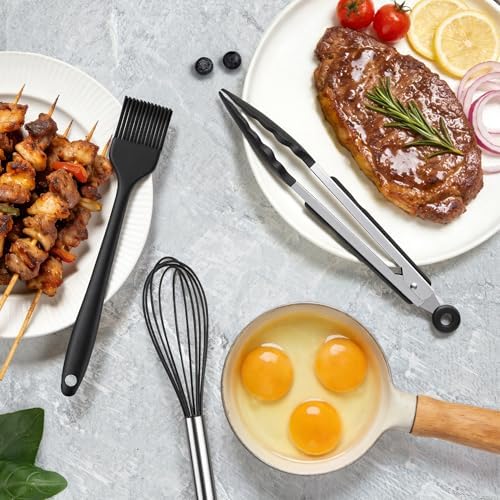 12PCS Silicone Kitchen Utensil Set, Stainless Steel Handled Cooking Tools