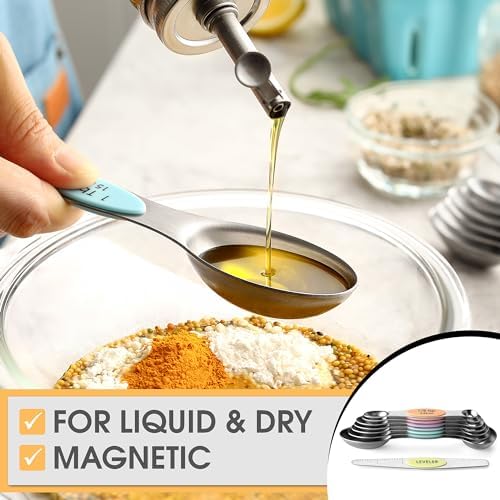 Spring Chef Stainless Steel Magnetic Measuring Spoons Set of 8