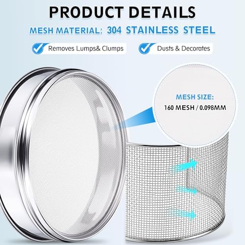 PATIKIL 160 Mesh Lab Sieve, 7.9" Diameter Sifting Screen 304 Stainless Steel