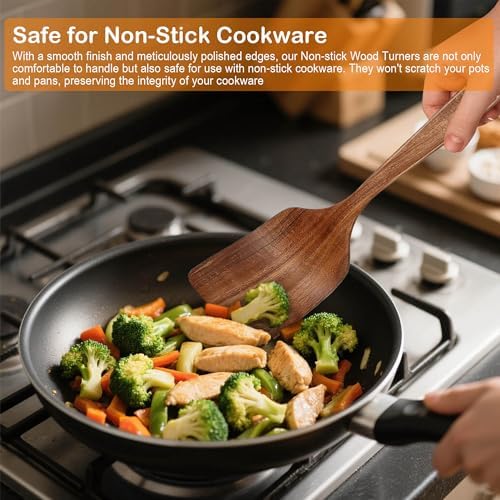 Wooden Spoons for Cooking, 4 Piece Teak Cooking Utensils Set