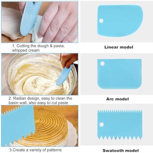 6 Pcs Cake Scraper, Dough Scraper Cake Smoother Tool Set, Icing Scraper Kitchen