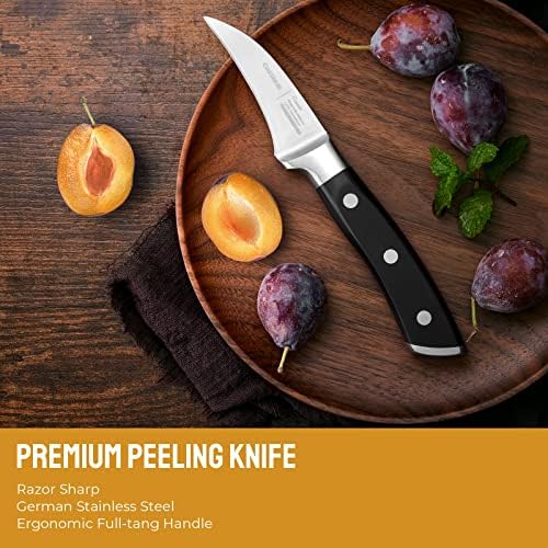 OAKSWARE Bird Beak Paring Knife, 2.75 Inch Razor-Sharp Pro Tourné Knife
