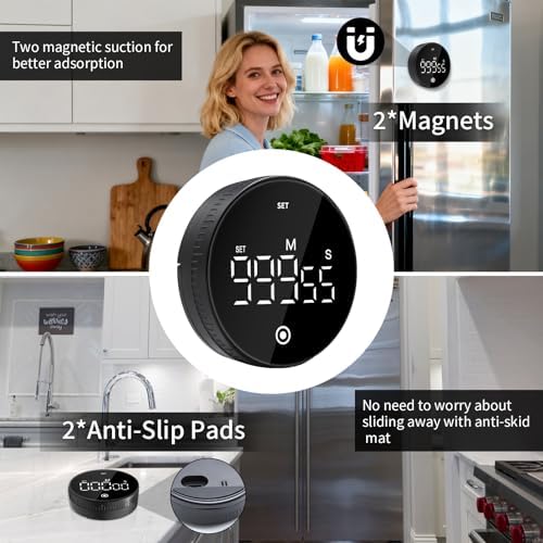Digital Kitchen Timer, Magnetic Visual Countdown Countup Timer