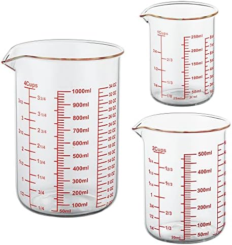 High Borosilicate Glass Measuring Cup Set-V-Shaped Spout，Includes 250ml