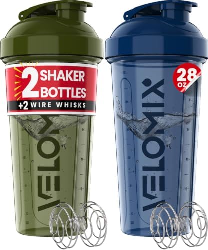 VELOMIX 2 Pack 28oz Protein Shaker Bottle