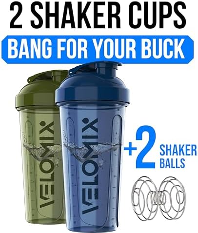 VELOMIX 2 Pack 28oz Protein Shaker Bottle