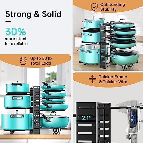 MUDEELA 8-Tier Lightweight pot and pan organizer