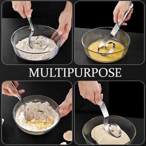 Seamless Danish Dough Whisk -10" Stainless Steel Dutch Bread Dough Whisk Tool