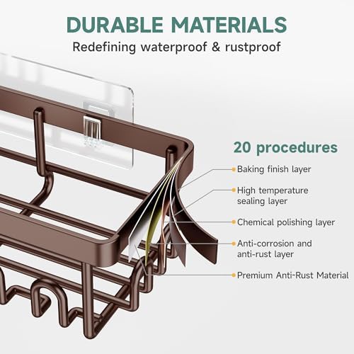 Veken Shower Caddy 6-Pack, No Drilling & Rustproof, Waterproof Adhesive Shelves