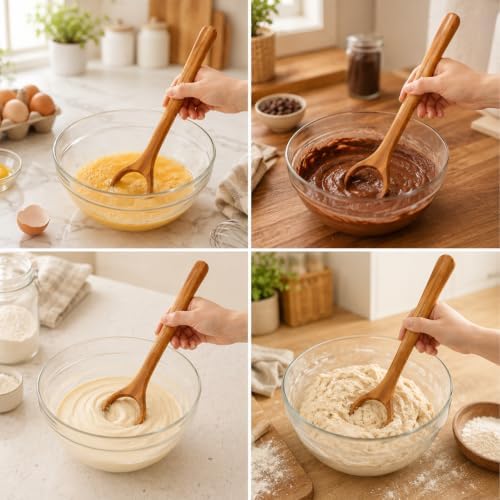 13 Inches Wooden Danish Dough Whisk, Traditional Dutch Whisk