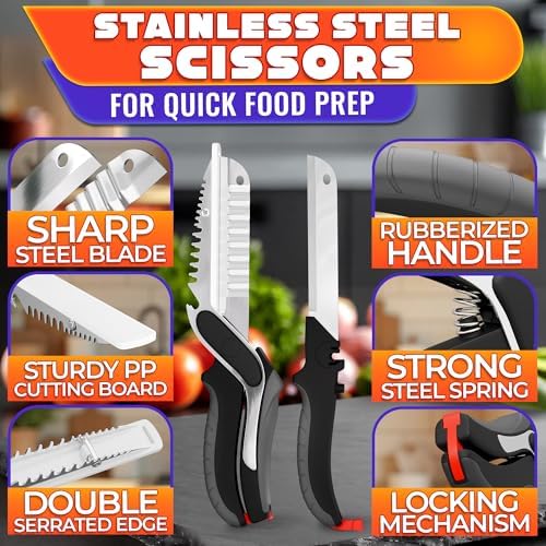7-in-1 Cutting Board Scissors, Slice and Serve on the Spot