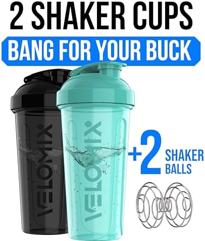 VELOMIX 2 Pack 28oz Protein Shaker Bottle