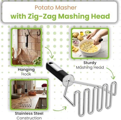 Spring Chef Stainless Steel Potato Masher & Durable Vegetable Peeler Set