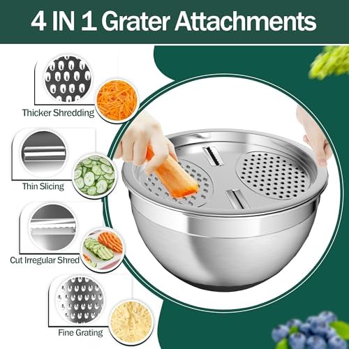 Mixing Bowls with Airtight Lids, Stainless Steel Mixing Bowl Set with 3 Nesting