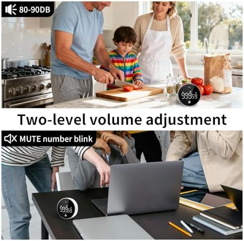 Digital Kitchen Timer, Magnetic Visual Countdown Countup Timer