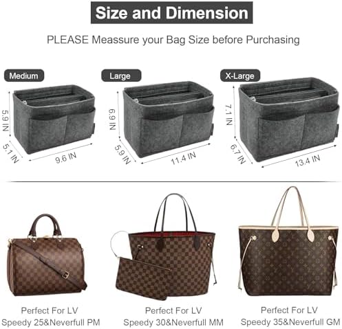 OMYSTYLE Purse Organizer Insert, Felt Tote Bag Organizer Insert