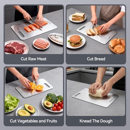 Titanium Cutting Boards Set of 3, 100% Pure Titanium Kitchen Cutting Board
