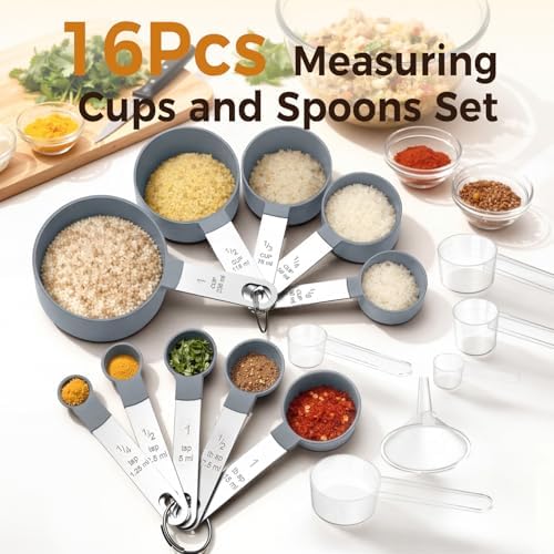 16PCS Measuring Cups and Spoons Set, Measuring Spoon Set