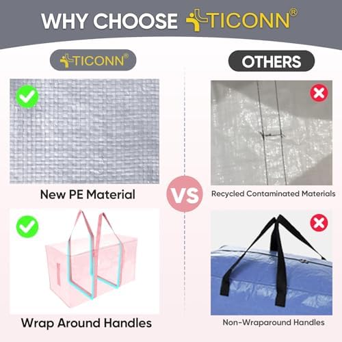 TICONN 2 Pack Extra Large Moving Bags Heavy Duty