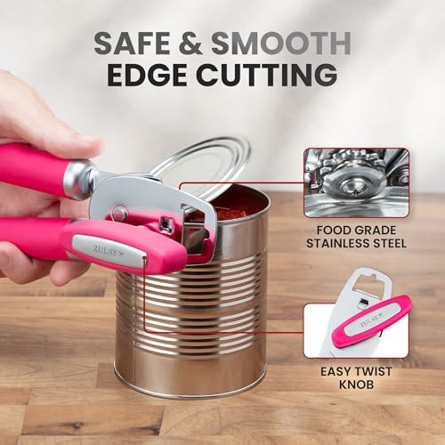 Zulay Kitchen Manual Can Opener Heavy Duty Patented Stainless Steel