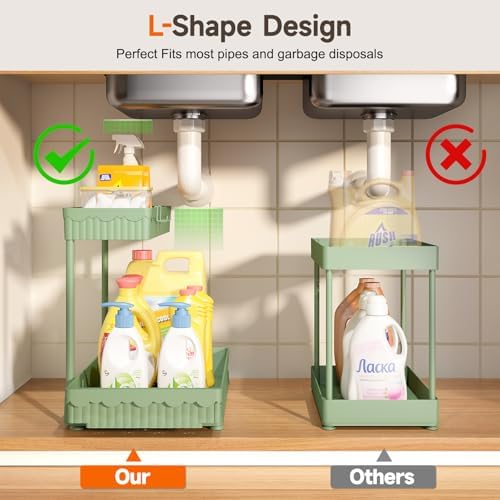 Sevenblue 3-Pack 2-Tier L-Shaped Under Sink Organizers