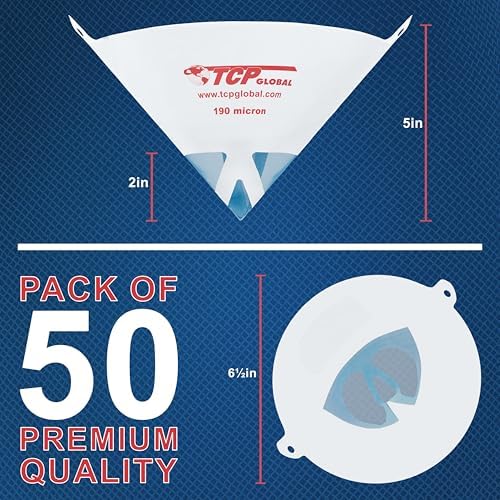 TCP Global - 190 Micron Filter Tips Ultra-Fine Paint Strainer
