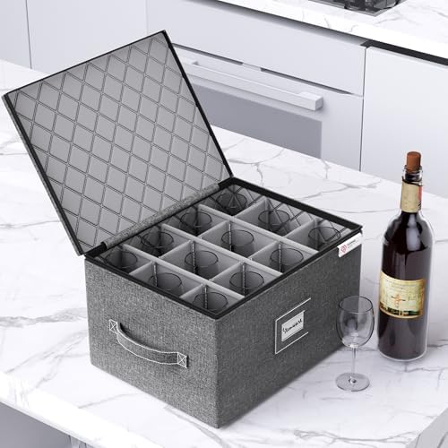 YearningHome 2 Pack Wine Glass Storage Box