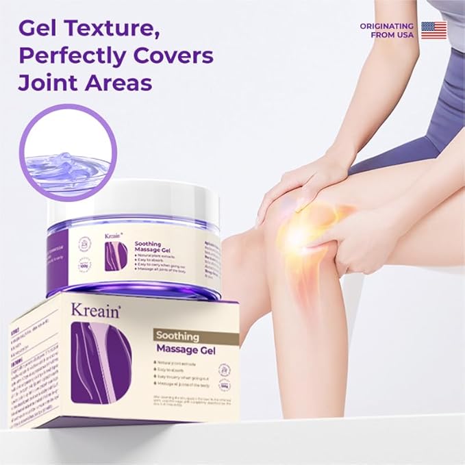 Kreain Nature Soothing Massage Pain Relief Gel, Joint Purple Gel Cooling Soothes Cream for Knees, Hand Arthritis, Lumbar, Neck and Shoulders(3.5 Ounce, 1 Pack)