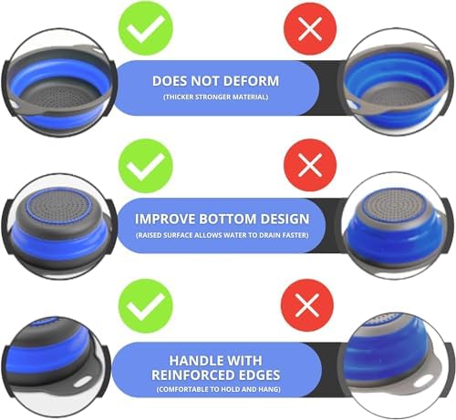 Blue Round Silicone Collapsible Colander – Silicone Round Kitchen Strainers