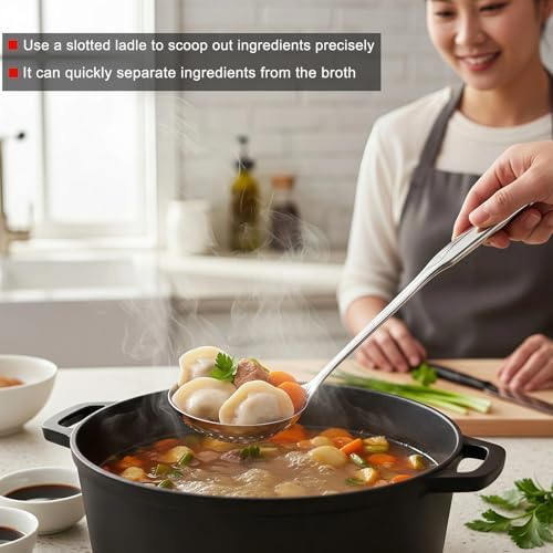 Soup Ladle 18/10 Stainless Steel and Slotted Spoons
