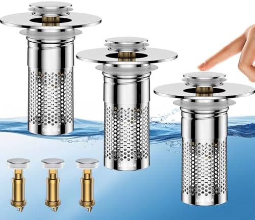 Bathroom Sink Drain Strainer, Universal Pop-Up Sink Stopper Hair Catcher