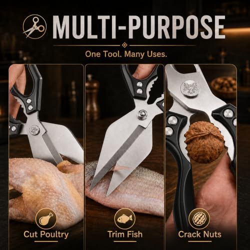 Seattleget Multifunctional Heavy-Duty Kitchen Shears, Chicken Bone Scissors