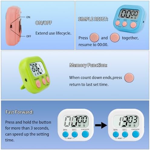 Digital Kitchen Timer, Magnetic Countdown Minute Simple Timer