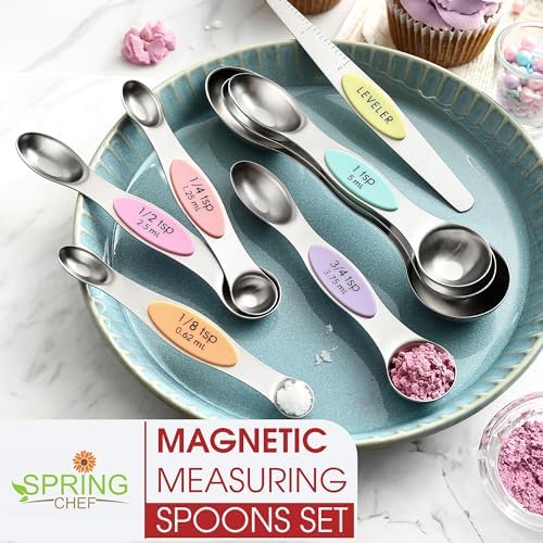 Spring Chef Stainless Steel Magnetic Measuring Spoons Set of 8