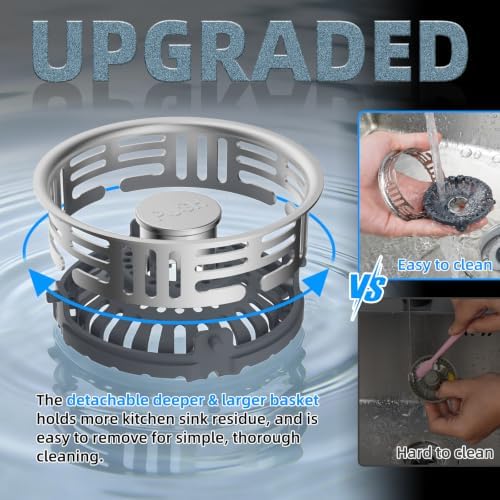 Hibbent 2 Pack Metal Kitchen Sink Drain Strainer and Stopper, Transparent