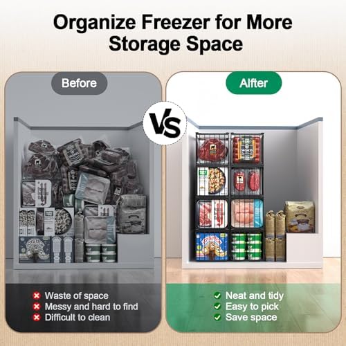 Freezer Organizer Bins, 2 Pack Big Baskets