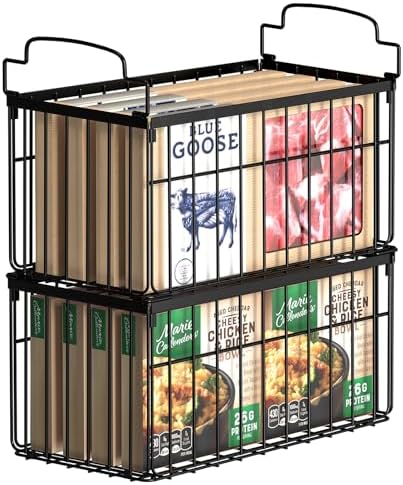 Freezer Organizer Bins, 2 Pack Big Baskets