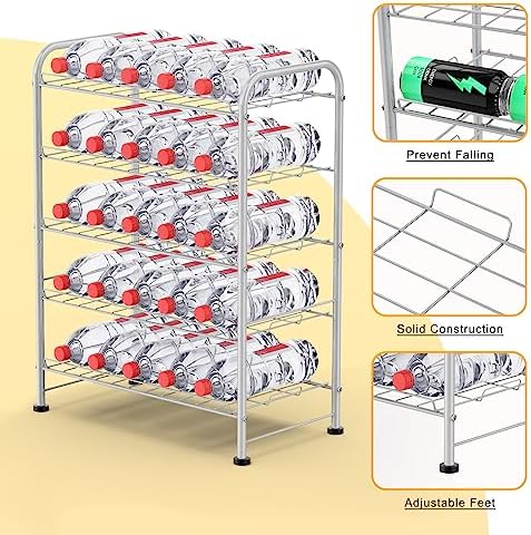 Water Bottle Holder Organizer 5 Tier Water Bottle Storage Rack, Freestanding