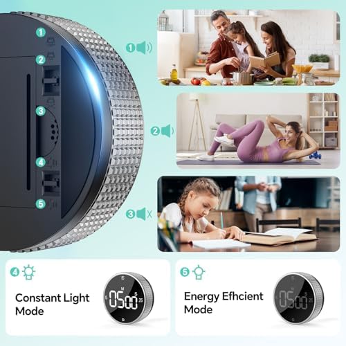 Digital Kitchen Timer with Magnetic, Large LED Display Countdown/Countup Timer