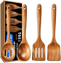 Wooden Spoons for Cooking, 4 Piece Teak Cooking Utensils Set