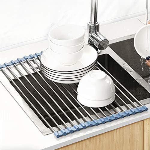 MECHEER Over The Sink Dish Drying Rack, Roll Up Dish Drying Rack Kitchen Dish