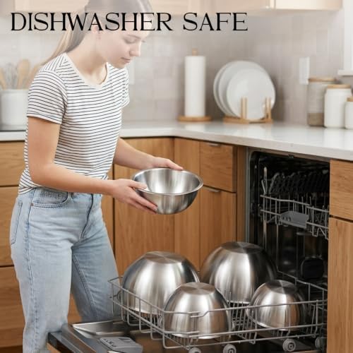 DUTZUN Premium Mixing Bowls, 304 Stainless Steel, See-Through Airtight Lids