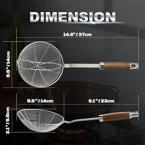 YFWOOD Spider Strainer Skimmer, Slotted Spoon