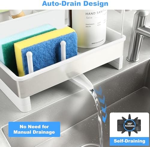 Sponge Holder for Kitchen Sink Caddy Organizer, Dish Brush Holder