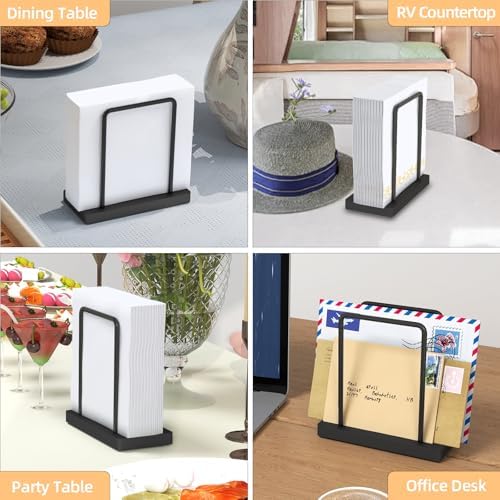 STWWO Napkin Holder for Table, Wood Metal Napkin Holder for Kitchen Dining