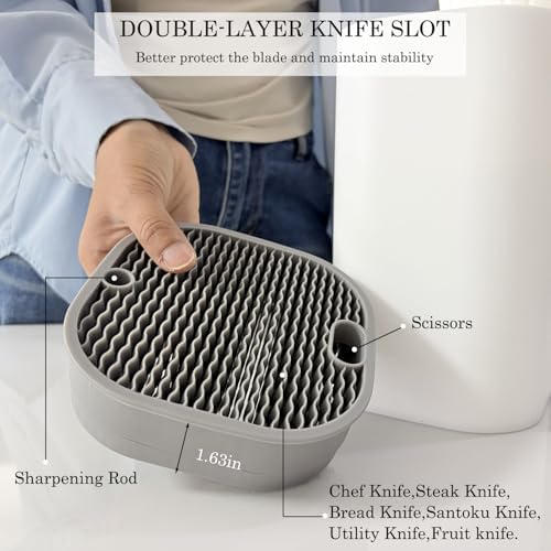 Knife Holder, Universal Knife Block without Knives Square Shape White Kitchen