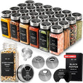 EDELHAUS Glass Spice Jars with Label and Silver Sprinkle Lids