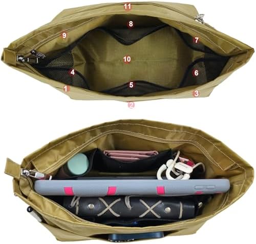 Handbag Tote Purse Organizer Insert, Khaki Green